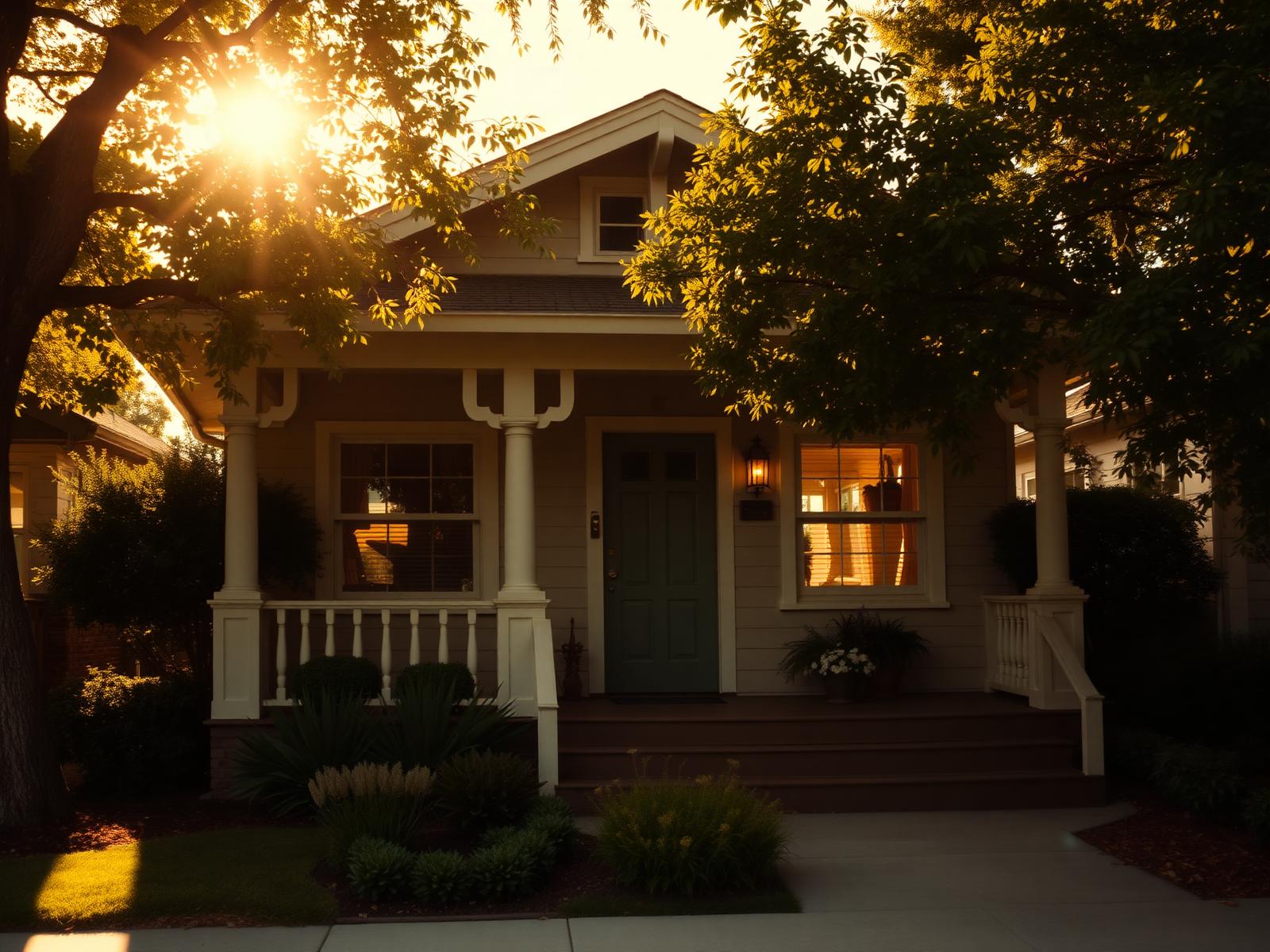 A welcoming recovery home at golden hour