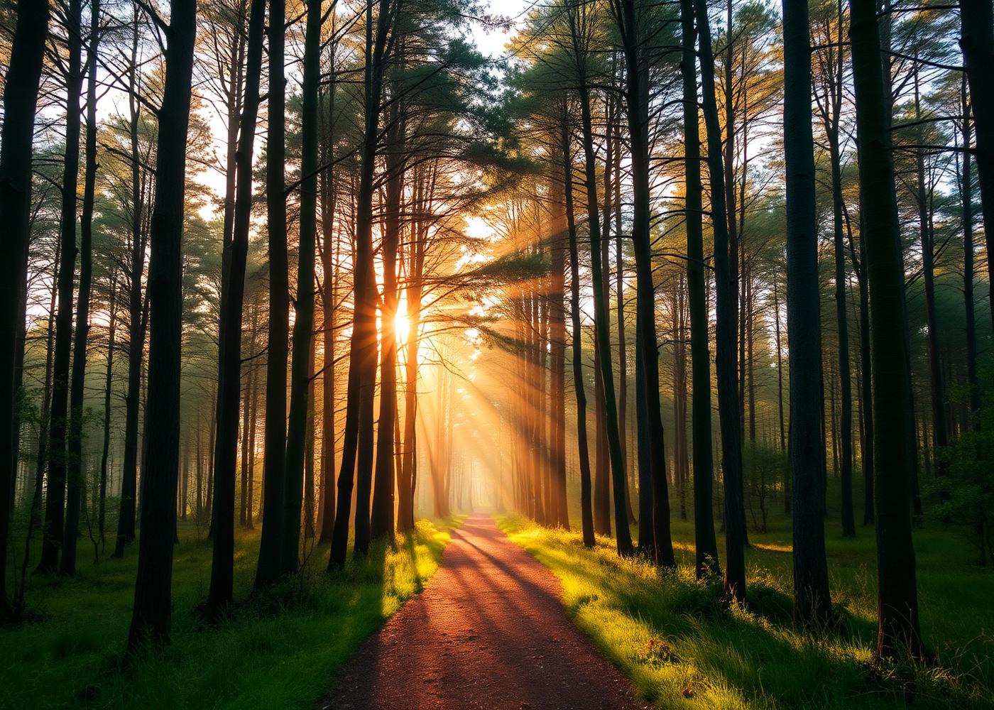 A sunlit path through the trees